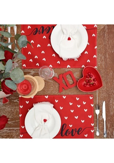 Xiaaokeji Sevgililer Günü Masa Örtüleri, Ev Partileri İçin Mutfak Masa Örtüsü, 8 Adet Diğer