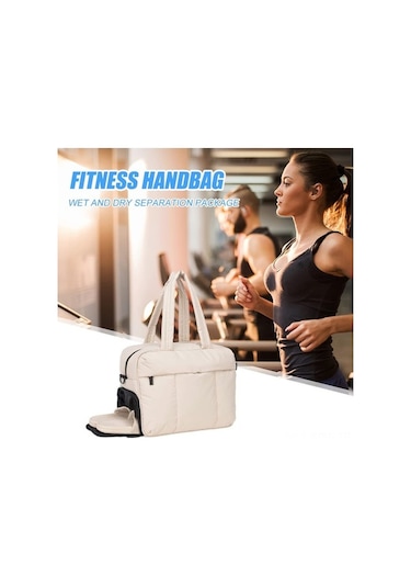 Didadodo Kadınlar İçin Şişme Spor Çantası - Ayakkabı Bölmeli Geniş Hacimli Seyahat Çantası Beyaz Beyaz