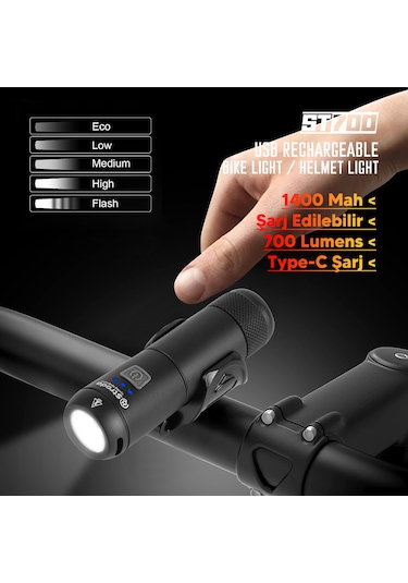 Stradacycles St-700 Lityum Şarj Edilebilir Ön Far