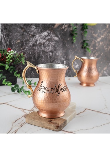 Dmt Copper Home Gaziantep Bakırdan El Dövmesi İsimli Kupa Bardak Hediyelik İsme Özel Kalaylı Bakır