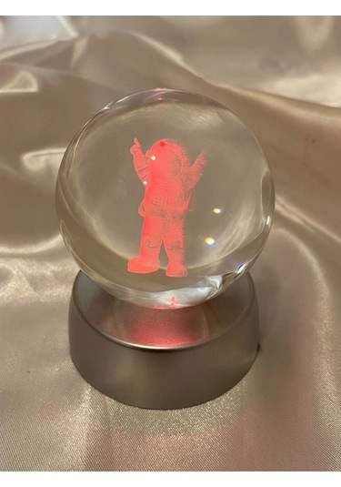 3d Led Işık Cam Küre Çok Işıklı Pilli Astronot 6 Cm