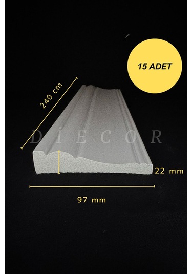 Diecor Dekoratif Boyanabilir 15 Adet 9 Cm Polistren Duvar Çıtası Beyaz 97 X 40 Model:xa124