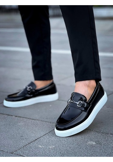 Bağcıksız Siyah Rugan G Günlük Erkek Ayakkabısı Siyah3 Siyah