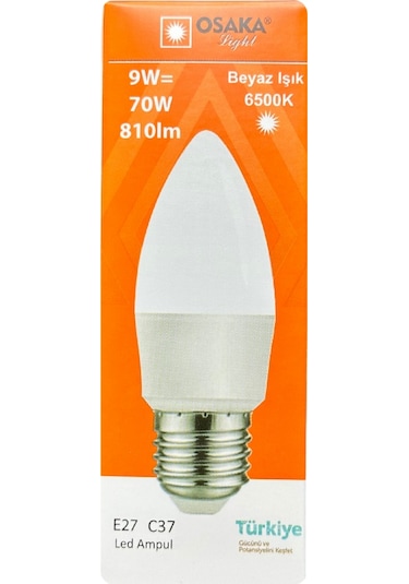 10 Adet Osaka 9w 70w Beyaz Işık E27 Duylu Kalın Duy Led Ampul