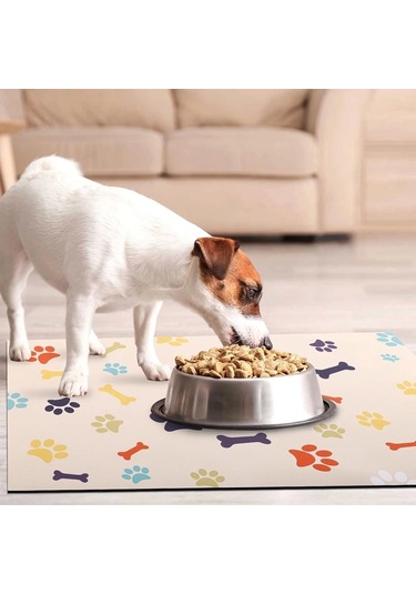 Matgo Pati Renkli Kemikler Evcil Hayvan Beslenme Matı Mama Paspası 50 x 70 CM