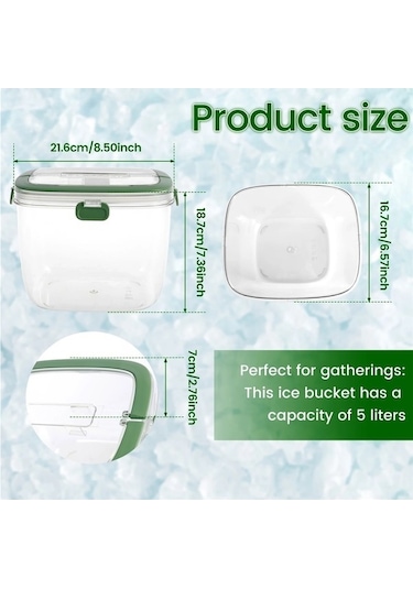 Ulzyvf Yeşil Kapaklı Buz Kovası, Tong Mühürlü Konteyner, Buz Kovası Kapalı Yeşil