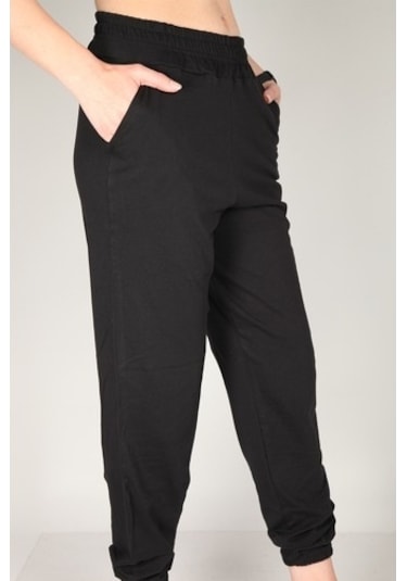 Kadın Siyah Yüksek Bel Jogger Eşofman Altın
