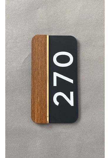 Natural Wooden Serisi Siyah Mat Kapı Numarası