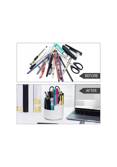 Ganzhoushop Döner Kalemlik Çok Amaçlı 3 Bölmeli Yuva Döner Kalemlik Kırtasiye Kalem Düzenleyici Ofis Ev Beyazbeyaz