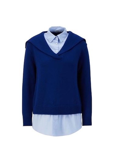 Armine Poplin Mixli Kazak 24kd4218 Lacivert-mavi Lacivert