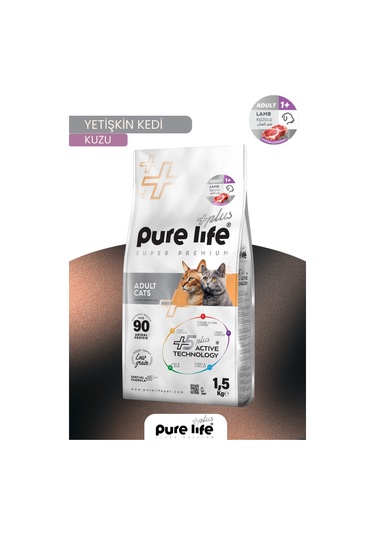 Purelife Plus Kuzulu Yetişkin Kedi Maması 1500 G