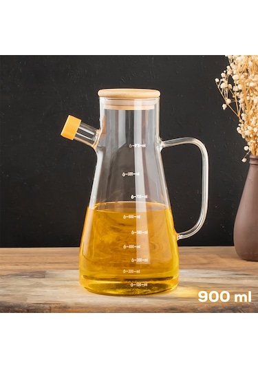 Porsima 401275 Alisa Bambu Kapak Borosilikat Ölçekli Cam Yağlık