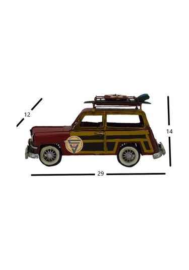 Dekoratif Nostaljik Metal Land Rover Rustik Otomobil Kırmızı