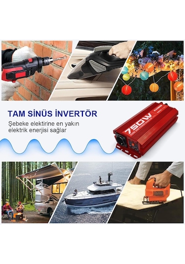 Kobb Kbn750 12V/220V 750Watt Tam Sinüs Dönüştürücü İnvertör (548705253)