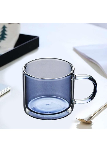 Suntek Magideal 250 Ml Cam Bardak Şampanya İçme Bardağı Yuvarlak Mavi