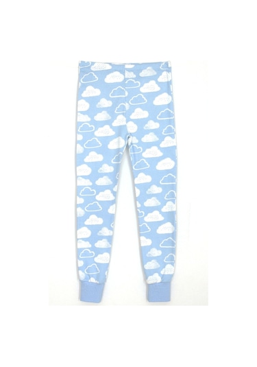 Dobakids Bulut Desenli Kız Çocuk Penye Pijama Altı Mavi