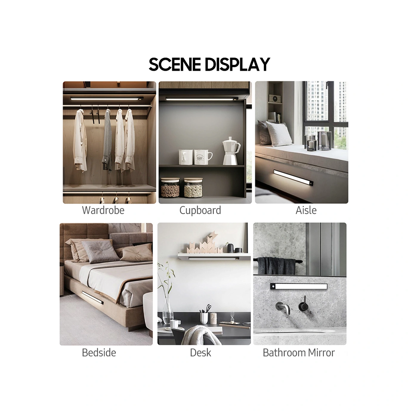 Kosona Siyah 50 Led'li Akıllı İnsan Algılama Işıklı Lambası - Şarj Edilebilir, Kablosuz, Manyetik, Dolap/ Mutfak Için Hp-hw30 Siyah