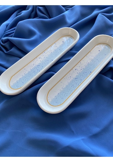 Gelincik Model 2 Adet Zeytinlik Sunum Tabağı Mavi