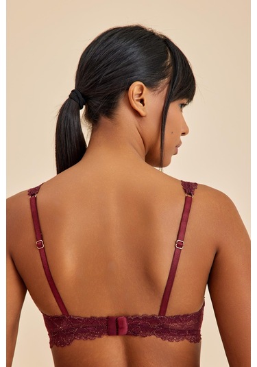 Roma Bordo Balensiz Dantelli Üçgen Bralet Sütyen Külot Takım bordo