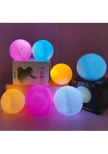 Willowhaven Gezegen Şarj Edilebilir 8 Renk Pat Lambası Yatak Odası Ucu Ay Gece Işık Doğum Hediyesi 8