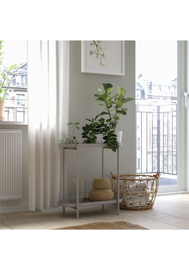 2 Katlı Çiçeklik-saksılık Meridyendukkan Açık Gri 56 Cm-çelik İç Dış Mekana Uygun