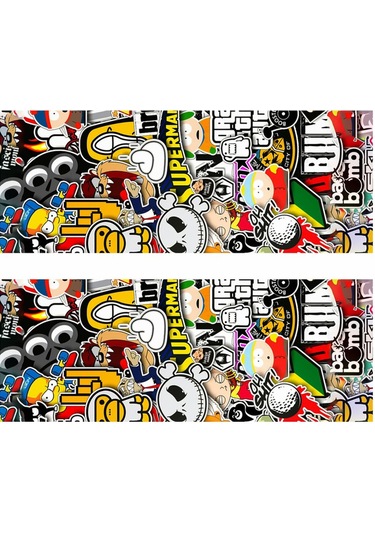 Çizgifilm Animasyon Baskılı Araç Kapı Direk Kaplama Folyo Sticker 2'li Sağ&sol
