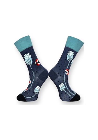 3'lü Unısex Yonca Ve Uğur Böceği Tasarımlı Esnek Nem Alabilen Pamuklu Spor Soket Çoraplar Çok Renkli