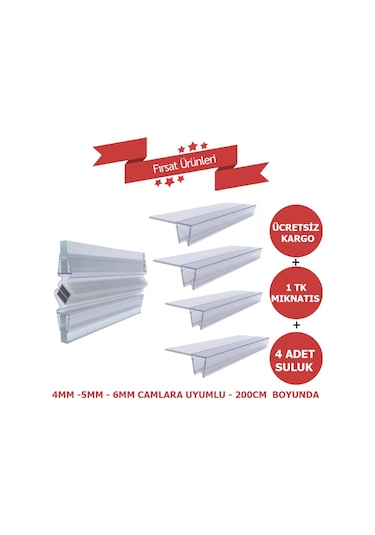 Duşakabin Yedek Parça Mıknatıslı Conta Suluk Fitil Set Takımı Şeffaf