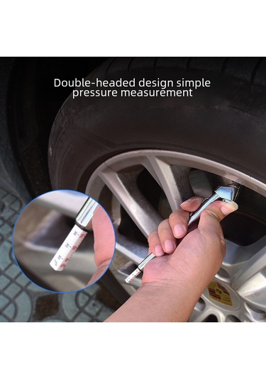 Mufunye Araba Lastik Basıncı Ölçer, 10-120psi Aralığında Hassas Okuma, Dayanıklı Metal Uçlu Kalem Tipi Tester Gl-1302, Gümüş, 45g