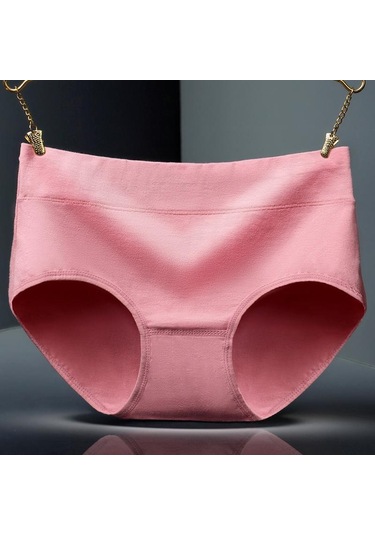 Koyu Pembe Orta Bel Kadın Saf Pamuk Nefes Alabilir Ve Moda Basit Düz Renk Üçgen Büyük Boy Saf Pamuk Kadın İç Çamaşırı Koyu Pembe