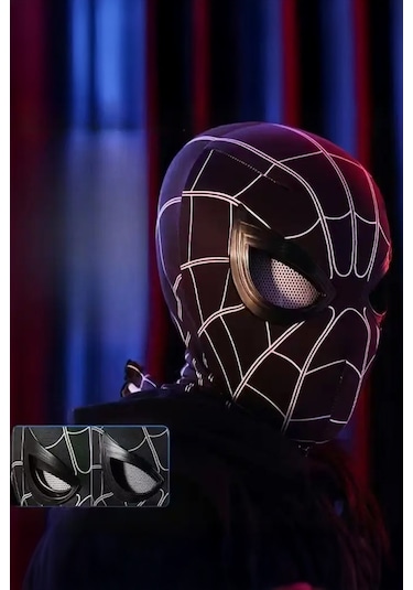 Spider-man Maskesi Örümcek Adam Maskesi- 3d Hareketli Göz Özellikli Siyah