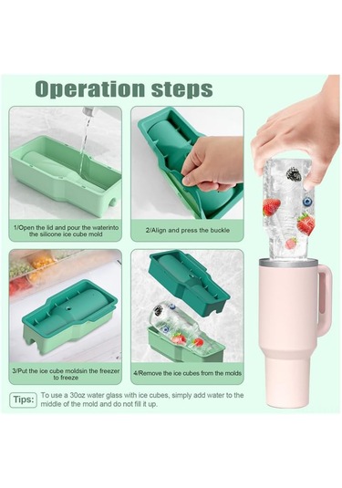 Teltree Stanley Tek Parça Silikon Buzluk - Yemek Grubu, Kolay Çıkarım, -40 C'den 250 C'ye Dayanıklı, Yeşil Çok Renkli