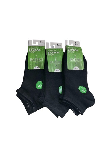 6'lı Kaliteli Kadın Bambu Patik Çorap 36-40-siyah Siyah