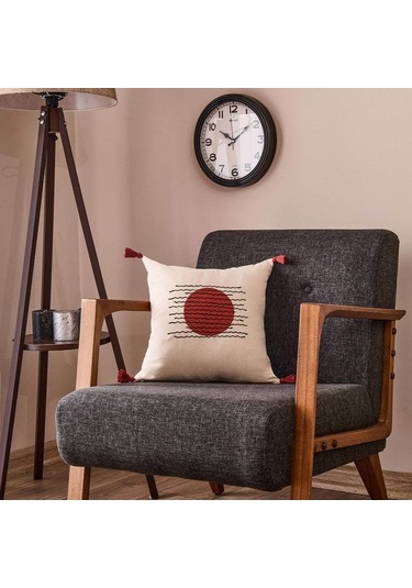 Evidea Soft Nakışlı Püsküllü Kırlent - Ekru / Kiremit - 40x40 Cm Ekru / Kiremit