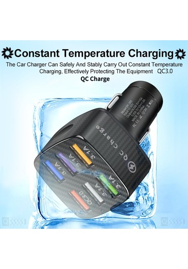 Sones Bk-360 6'sı 1 Arada Qc3.0+3.1a Usb Işıklı Araç Şarj Cihazı Siyah Diğer