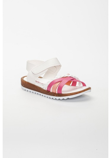 Şirin Bebe Beyaz Pembe Kız Çocuk Sandalet Ayakkabı