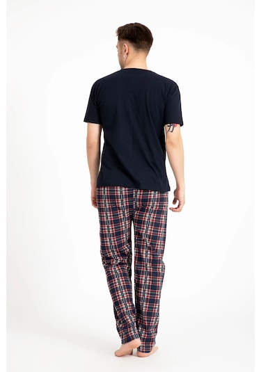 Tampap 2170-k Kısa Kollu Baskılı Erkek Pijama Takımı Lacivert