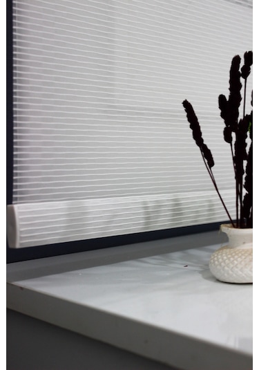Çift Mekanizmalı Çizgili Tül & Mat Gri Stor Perde % 90 Işıgı Kesm