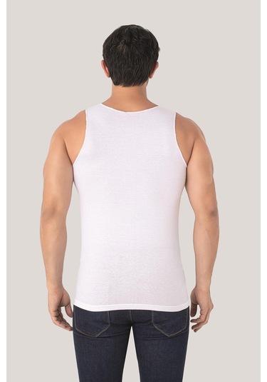 Erkek İz Bırakmayan Dikişsiz Atlet Beyaz %100 Pamuk Penye 2'li Paket Beyaz