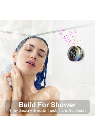 Youtek T7a Siyah Ipx7 Su Geçirmez Banyo Hoparlörü - Bluetooth 5.2, Fm Radyo, 15m Mesafe, 5w Güçlü Ses, Toz Ve Darbe Dayanıklı Mini Müzik Çalar