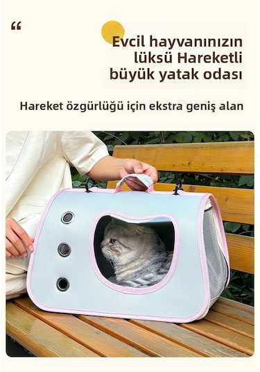 Kedi Nefes Alabilir Uzay Kabini El Çantası-k Siyah L