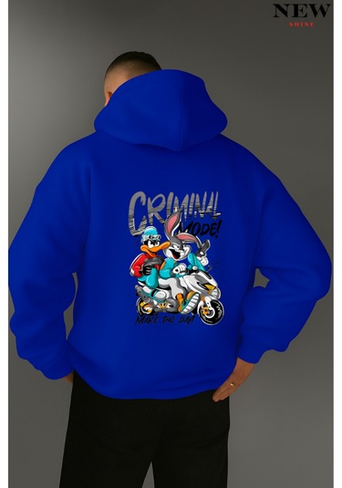 Criminal Mode Baskılı Sweatshirt Saks Mavisi