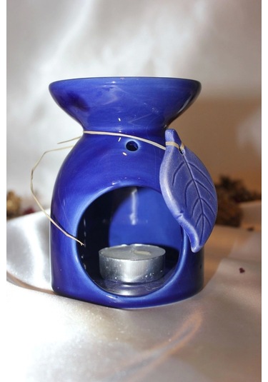 Buhardanlık Doğa Yapraklı Buhurdanlık Seramik Mavi