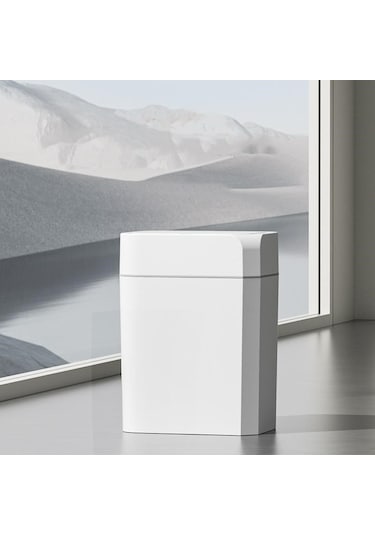 18 Litre Sensörlü Otomatik Çöp Kovası Ofis Mutfak Banyo Balkon Çöp Kovası Beyaz