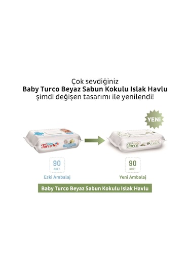 Baby Turco Beyaz Sabun Kokulu Islak Havlu 12 x 90 Adet