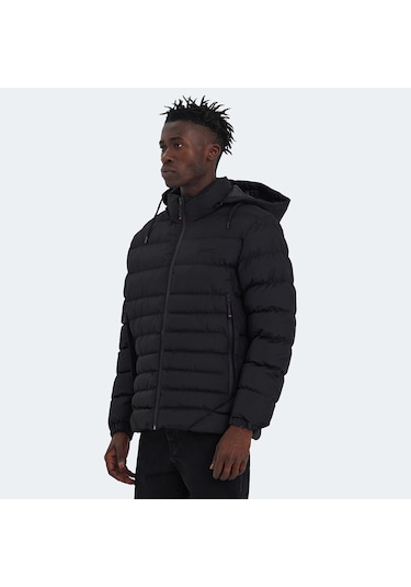 Slazenger HADI IN Erkek Kapüşonlu Şişme Siyah Mont & Kaban