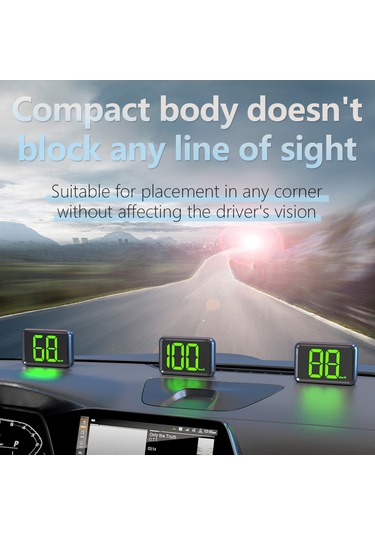 Maiyame X1 Araç Gps Gösterge Paneli - Yeşil Metin Mph, 3 İnç Büyük Ekran, Hız Tespiti, Plug & Play