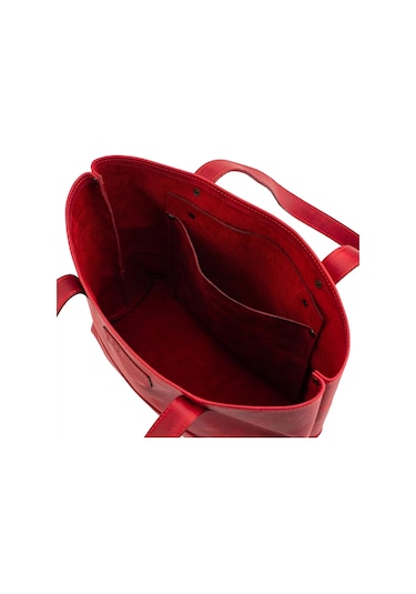 Twingold İsme Özel Tote Bag El Omuz Çantası - %100 Rainbow Deri - Ac03003 - Kırmızı Kırmızı