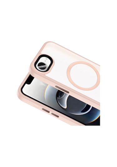 İphone 16e Uyumlu Kılıf Mat Arka Yüzey Wireless Şarj Özellikli Zore Flet Magsafe Kapak - Titanyum-gr Gri