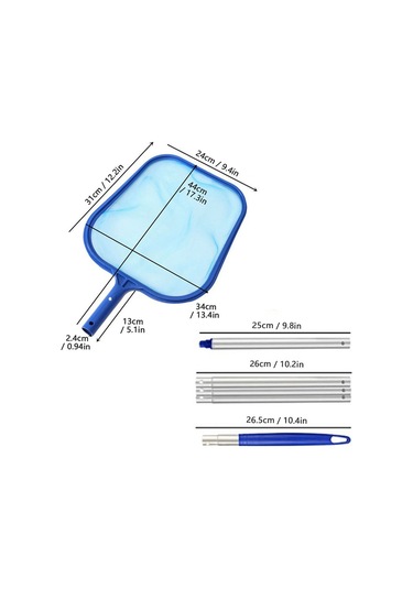 Neevoyu Halka Havuz Temizleme Aleti Mavi 5 Bölmeli Alüminyum Çubuklu Yaprak Ve Çöp Toplama Ağı Ka001-1 Mavi